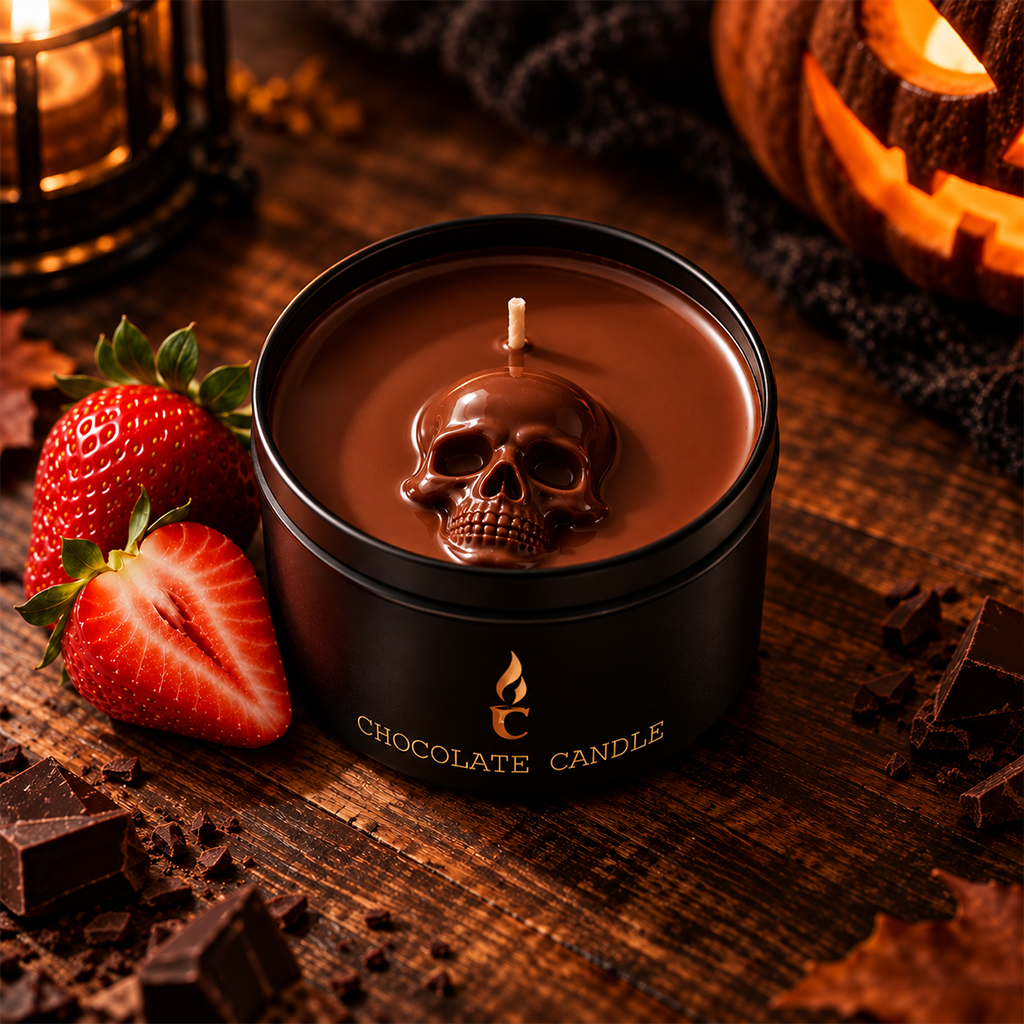 Milk Chocolate Candle Halloween Skull Editing